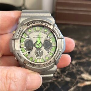 Casio G-Shock Metallic Silver with Green Accents Limited Edition